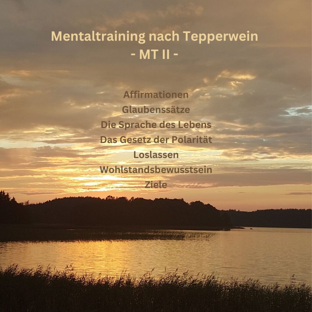 Inhalt Mentaltraining nachTepperwein MT II: Affirmationen, Glaubenssätze, Sprache des Lebens, Polarität, Loslassen, Ziele