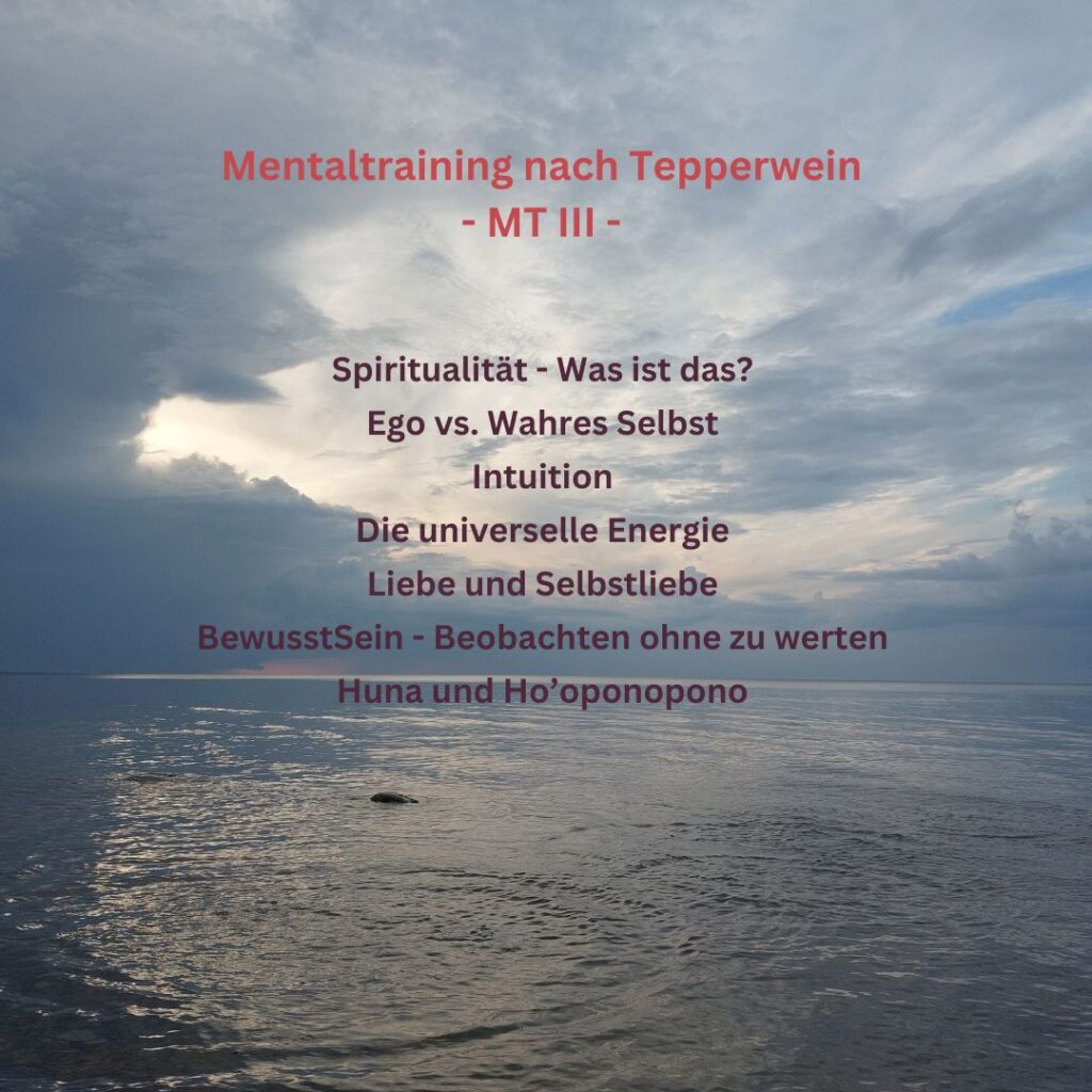 Inhalt Mentaltraining nachTepperwein MT III: Spiritualität, Ego, Wahres Selbst, Intuition, universelle Energie, Selbstliebe, Bewusstsein, Ho'oponopono